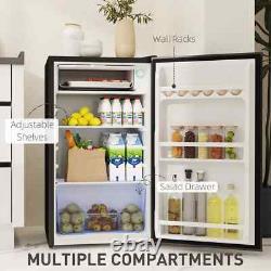 HOMCOM 91L Freestanding Under Counter Fridge with Lock Black