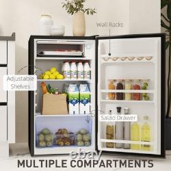 HOMCOM 91L Freestanding Under-Counter Fridge with Lock Black