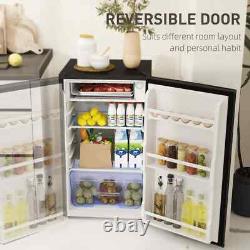 HOMCOM 91L Freestanding Under Counter Fridge with Lock Black