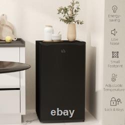 HOMCOM 91L Freestanding Under-Counter Fridge with Lock Black