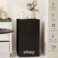 HOMCOM 91L Freestanding Under Counter Fridge with Lock Black