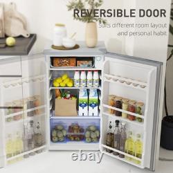 HOMCOM 91L Freestanding Under-Counter Fridge with Lock Grey
