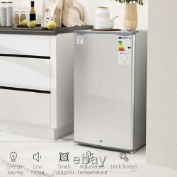 HOMCOM 91L Freestanding Under-Counter Fridge with Lock Grey