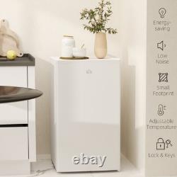 HOMCOM 91L Freestanding Under Counter Fridge with Lock White