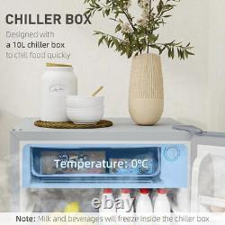 HOMCOM 91L Freestanding Under-Counter Fridge with Lock and Salad Drawer- Grey