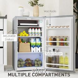 HOMCOM 91L Freestanding Under-Counter Fridge with Lock and Salad Drawer- Grey