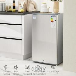 HOMCOM 91L Freestanding Under-Counter Fridge with Lock and Salad Drawer- Grey