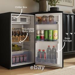 HOMCOM Under Counter Fridge, 85L Retro Freestanding Refrigerator with Chill Box