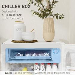 HOMCOM Under Counter Fridge 91L Small Fridge with Lock Chiller Box White Mini