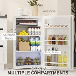 HOMCOM Under Counter Fridge 91L Small Fridge with Lock Chiller Box White Mini