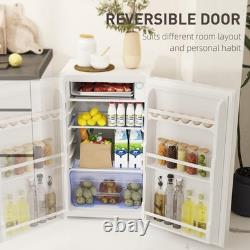 HOMCOM Under Counter Fridge 91L Small Fridge with Lock Chiller Box White Mini