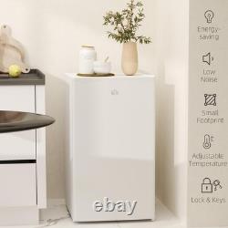 HOMCOM Under Counter Fridge 91L Small Fridge with Lock Chiller Box White Mini