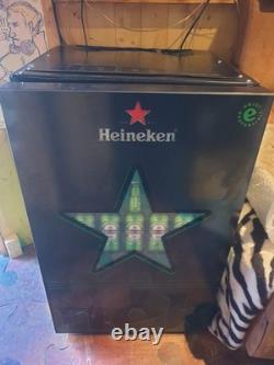 Heineken Bar Fridge Refrigerator Beer Fridge with Light LED Lighting Black