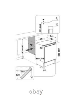 Hotpoint 144 Litre 82cm Integrated Under Counter Fridge Freezer HBUF011. UK