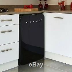 Husky Undercounter Retro Fridge 1950's Refrigerator Black NEW
