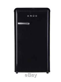 Krug 48cm Undercounter Retro Fridge Black 88L A+ Energy Rating Chrome Handle
