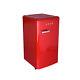 Krug Retro Fridge Red Chrome Handle Compact Under Counter 88l A+ Energy Rating