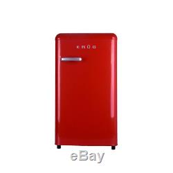 Krug Retro Fridge Red Chrome Handle Compact Under Counter 88L A+ Energy Rating