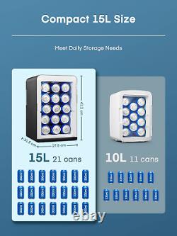 Mini Fridge 15L, Small Fridge for Bedrooms, Car Fridge Portable with 12V/240V