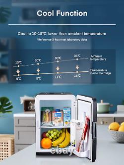 Mini Fridge 15L, Small Fridge for Bedrooms, Car Fridge Portable with 12V/240V