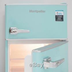 Montpellier MAB2030PB Pure Blue Under Counter Retro Fridge with Top Freezer
