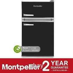 Montpellier MAB2035K 70/30 Under Counter Retro Style Fridge Freezer In Black