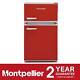 Montpellier Mab2035r 88l 70/30 Under Counter Retro Style Fridge Freezer In Red
