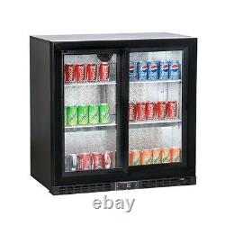 New 2 Sliding Door Under Counter Man Cave Home Bottle Cooler Beer Fridge