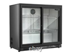 New Double Sliding Door Undercounter Bottle Cooler Pub Low Bar Beer Fridge Sp2s