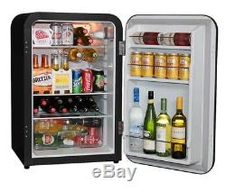 New Hfb535 Luxury Husky Retro Undercounter Black Mini Fridge Rrp £499