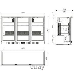 New Man Cave Undercounter Sliding 3 Door Drink Bottle Bar Cooler Fridge