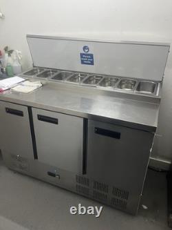 Polar 3-Door Stainless Steel Undercounter Refrigerator Prep Counter