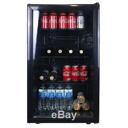 SIA DC1BL 126L Glass Door Black Under Counter Beer & Drinks Fridge Wine Cooler