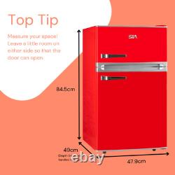 SIA RFM88R 88L Freestanding Under Counter Retro Fridge Freezer, Red GRADED