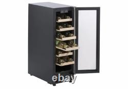 SIA WC30SS Undercounter Wine Cooler Fridge, 59L 19 Bottle Capacity, LED Light
