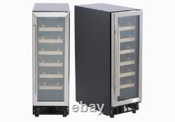 SIA WC30SS Undercounter Wine Cooler Fridge, 59L 19 Bottle Capacity, LED Light