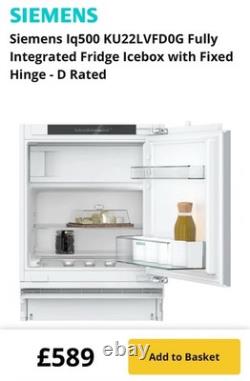 SIEMENS IQ50 KU22LVFD0G Integrated Under-counter Fridge with Ice-Box In White