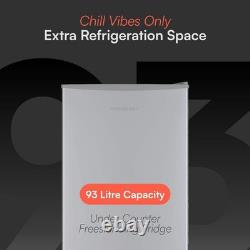 Sleek 93L Under Counter Fridge with Adjustable Temperature Control in Silver