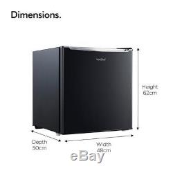 Small 75L Black Square Under Counter Fridge + Reversible Door Ice Box Free Stand
