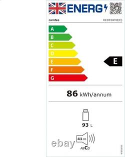 Spacious 93L White Under Counter Fridge with Interior Light & Adjustable Legs