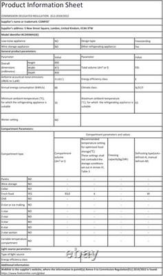 Spacious 93L White Under Counter Fridge with Interior Light & Adjustable Legs