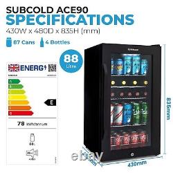 Subcold 90L Beer Fridge ACE90 LED Undercounter Drinks Fridge with Auto-Defrost