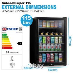 Subcold Super 115 LED Black Under Counter Drinks Fridge Wine & Beer Fridge