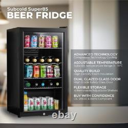 Subcold Under Counter Drinks Fridge Freestanding 85L Glass Door Super85 LED