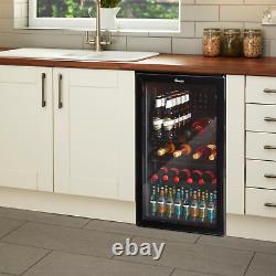 Swan 80L Glass Door Undercounter Freestanding Drinks Fridge SR12030BN, Black, 85W