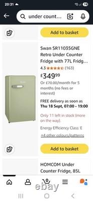 Swan Retro Free Standing Fridge. Brand New Still Boxed