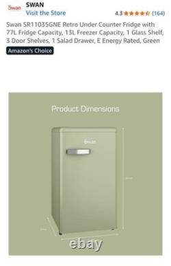 Swan Retro Free Standing Fridge. Brand New Still Boxed