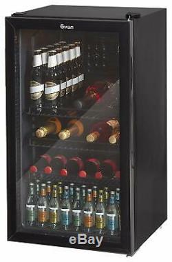 Swan SR12030BN, Glass Fronted Under Counter Fridge Drinks, Vino Wine Cooler, 8