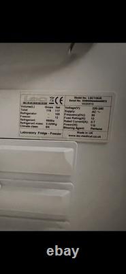 The Lec Medical LSC119UK is a 119-litre under-counter laboratory fridge-freezer
