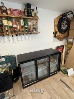 Triple Door Drinks Refrigerator Low Bar Sliding Beer Bottle Cooler Pub Fridge